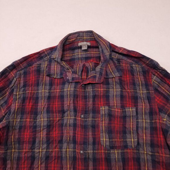 Falls Creek Tartan Flannel Long Sleeve Shirt Mens Size Extra Large XL Red Gray - Picture 1 of 11